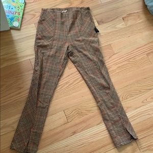 Free people high waisted plaid split hem pants